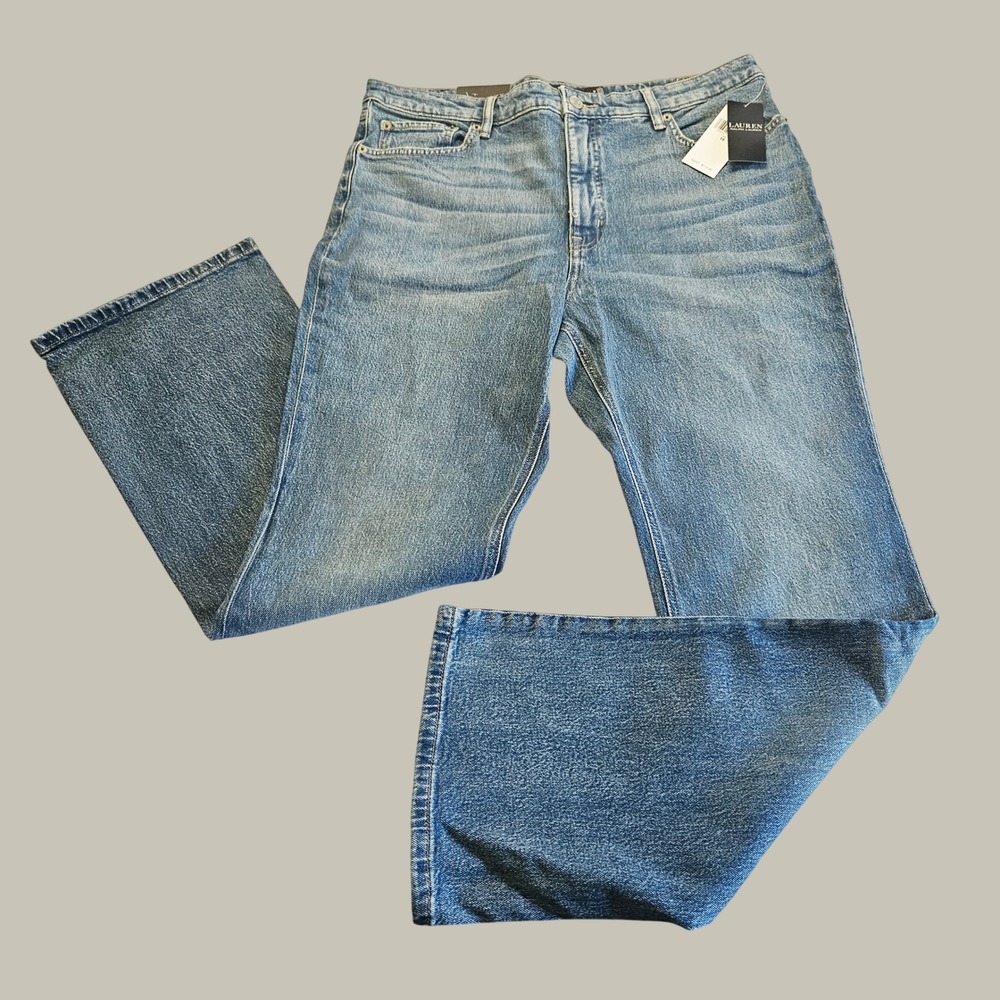 Lauren Ralph Lauren Boot Leg Jeans Size 16 Blue New Comfort Stretch High Rise